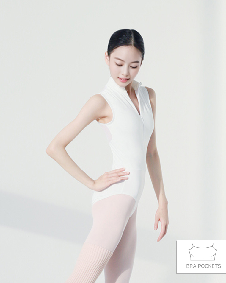 Front Zip Leotard [Off-white] Korea