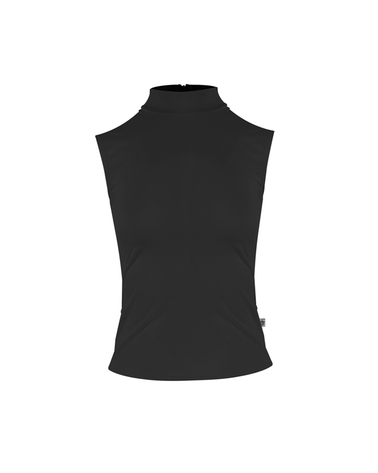 Sleeveless Highneck T-shirt [Black] Korea