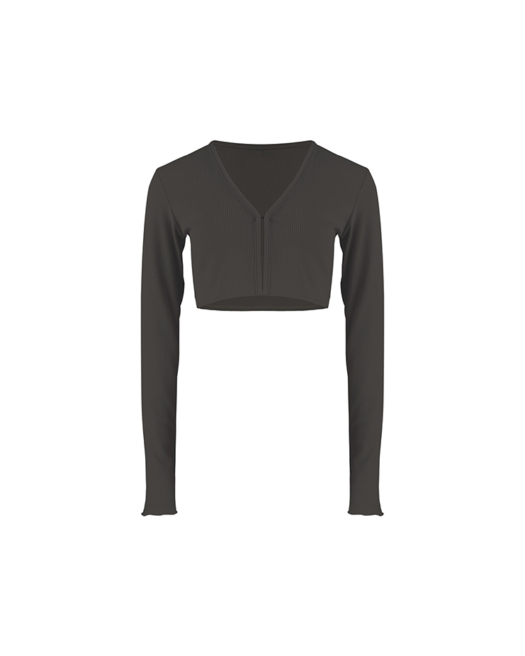 Ribbed Hook Cardigan [Ebony] Korea