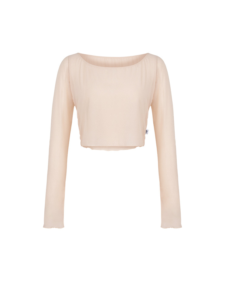 Glow Flare Mesh Top [Champagne]