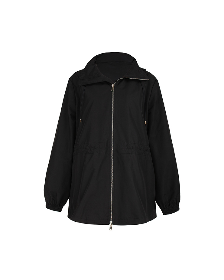 Hidden hood midi jacket [Black]